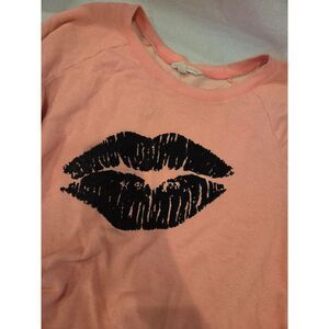 Victoria's Secret Pink Kiss Lips Scoop Neck Sweatshirt VS Size Large